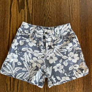 Vintage High-Rise Floral Denim Shorts